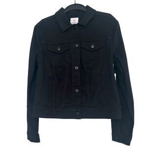 NWT LuLaRoe "Harvey"  Black Cotton Denim Jean Jacket with Unicorn Back Appliques